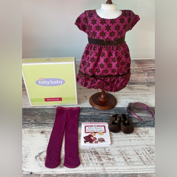 NEW American Girl BITTY BABY Doll Sweet Snowflake Dress Outfit - Complete & NIB